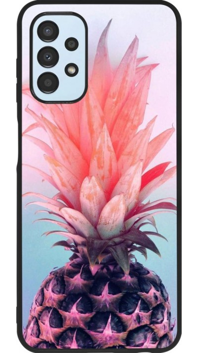 Coque Samsung Galaxy A13 - Silicone rigide noir Purple Pink Pineapple
