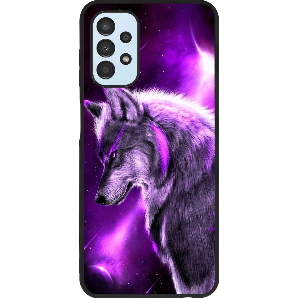 Coque Samsung Galaxy A13 - Silicone rigide noir Purple Sky Wolf