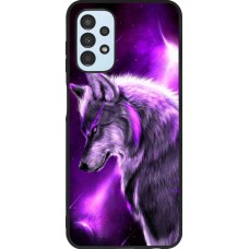 Coque Samsung Galaxy A13 - Silicone rigide noir Purple Sky Wolf
