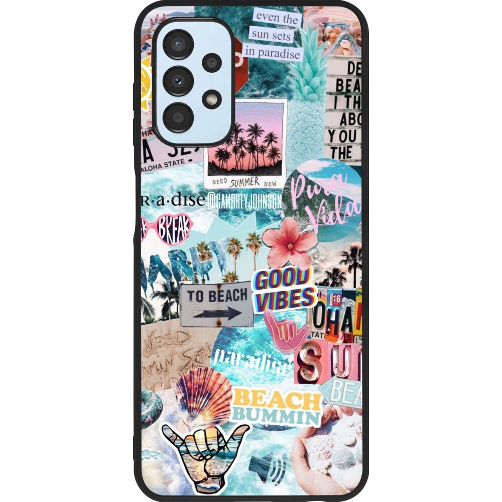 Coque Samsung Galaxy A13 - Silicone rigide noir Summer 20 collage