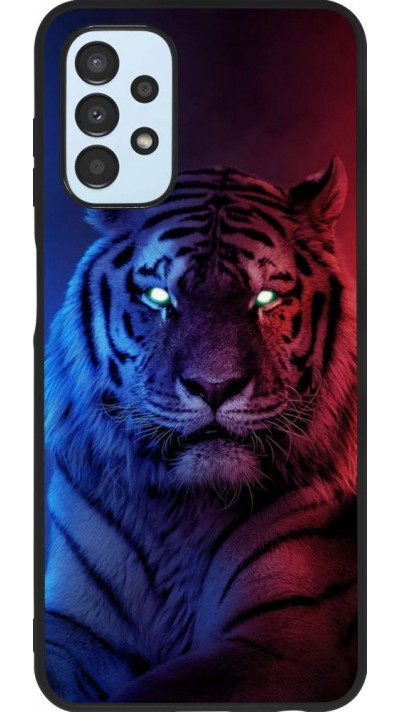 Coque Samsung Galaxy A13 - Silicone rigide noir Tiger Blue Red