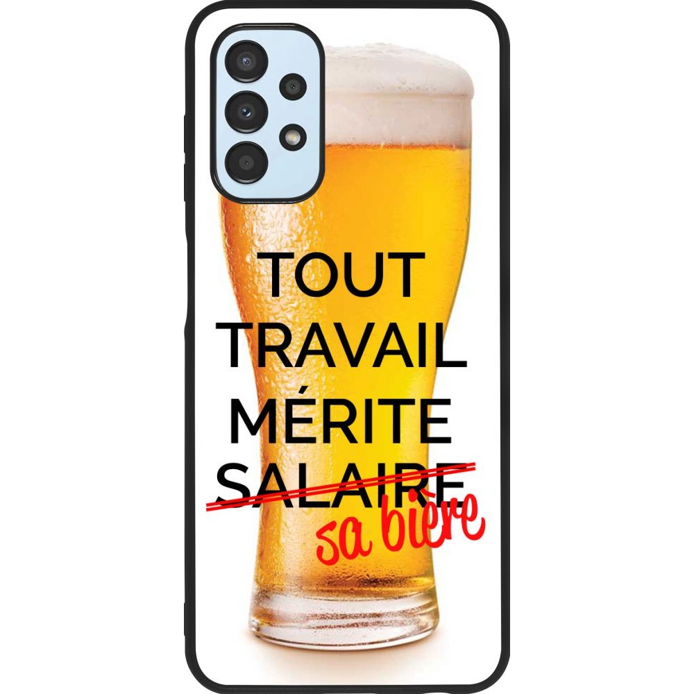 Coque Samsung Galaxy A13 - Silicone rigide noir Tout travail mérite sa bière