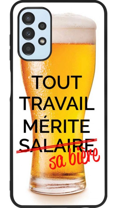 Coque Samsung Galaxy A13 - Silicone rigide noir Tout travail mérite sa bière