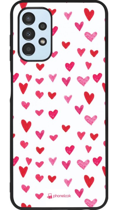 Coque Samsung Galaxy A13 - Silicone rigide noir Valentine 2022 Many pink hearts