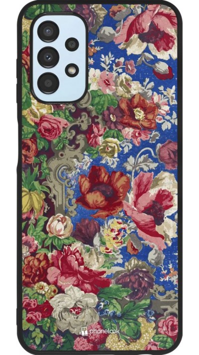 Coque Samsung Galaxy A13 - Silicone rigide noir Vintage Art Flowers