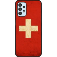 Coque Samsung Galaxy A13 - Silicone rigide noir Vintage Flag SWISS