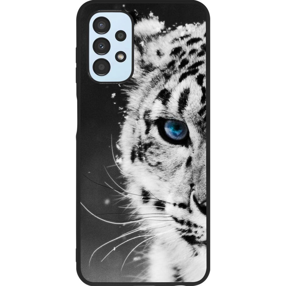 Coque Samsung Galaxy A13 - Silicone rigide noir White tiger blue eye