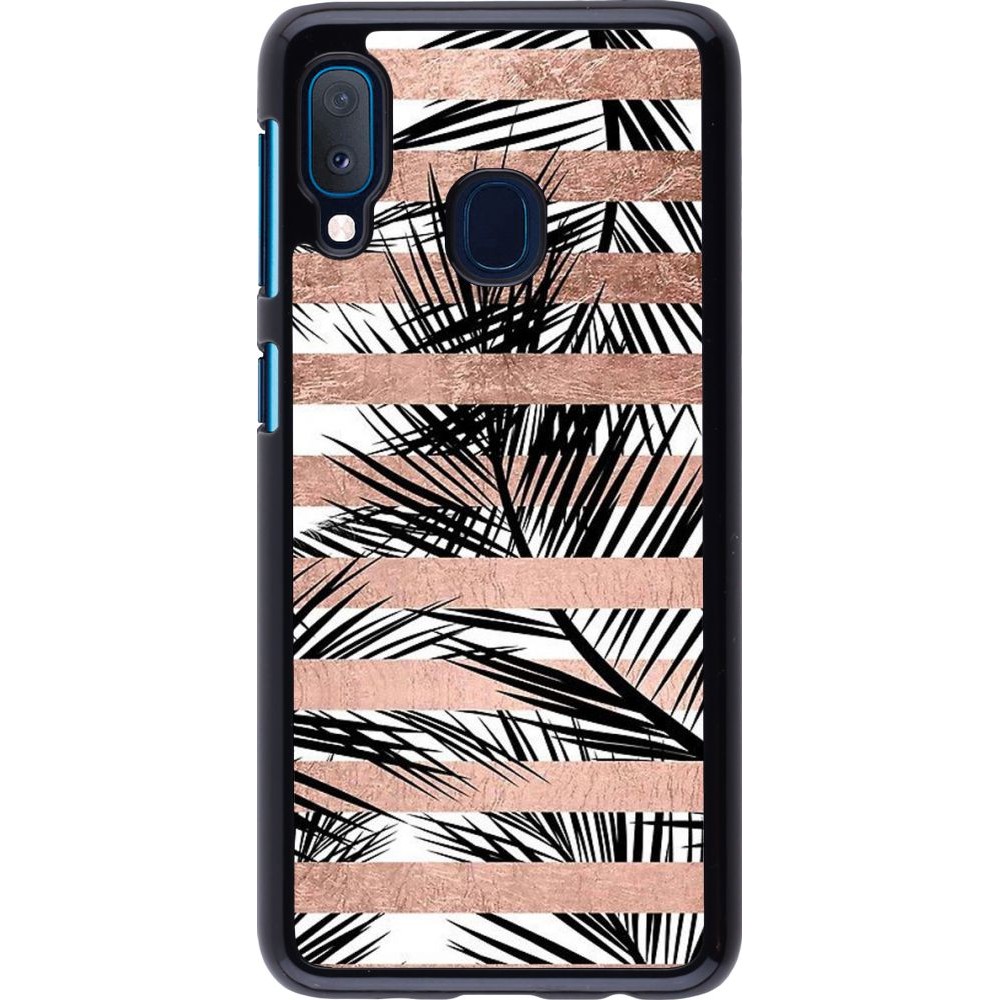 Coque Samsung Galaxy A20e - Palm trees gold stripes