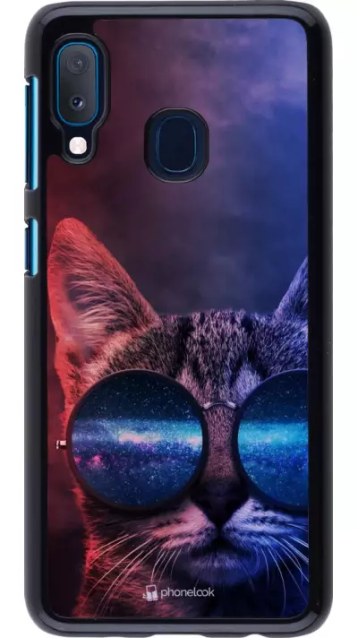 Coque Samsung Galaxy A20e - Red Blue Cat Glasses