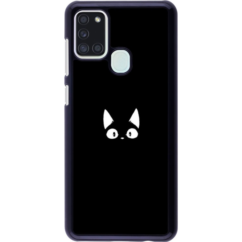 Coque Samsung Galaxy A21s - Funny cat on black