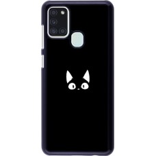 Coque Samsung Galaxy A21s - Funny cat on black