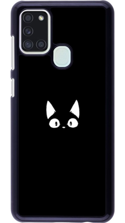 Coque Samsung Galaxy A21s - Funny cat on black