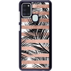 Coque Samsung Galaxy A21s - Palm trees gold stripes