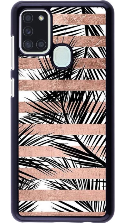 Coque Samsung Galaxy A21s - Palm trees gold stripes