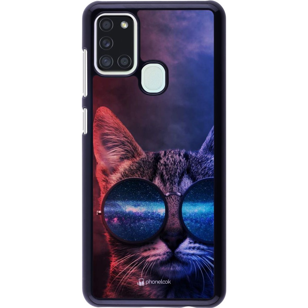Hülle Samsung Galaxy A21s - Red Blue Cat Glasses