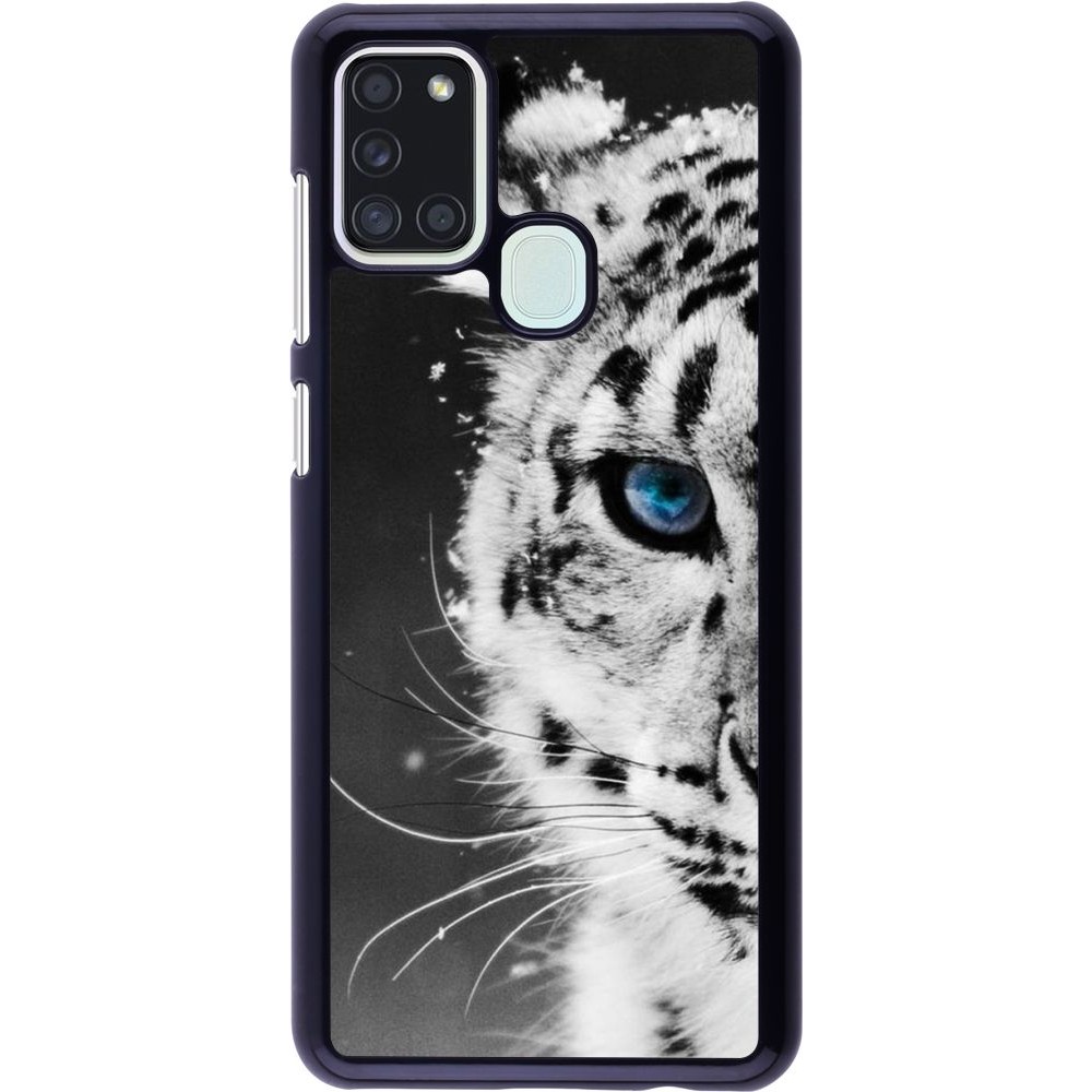Hülle Samsung Galaxy A21s - White tiger blue eye