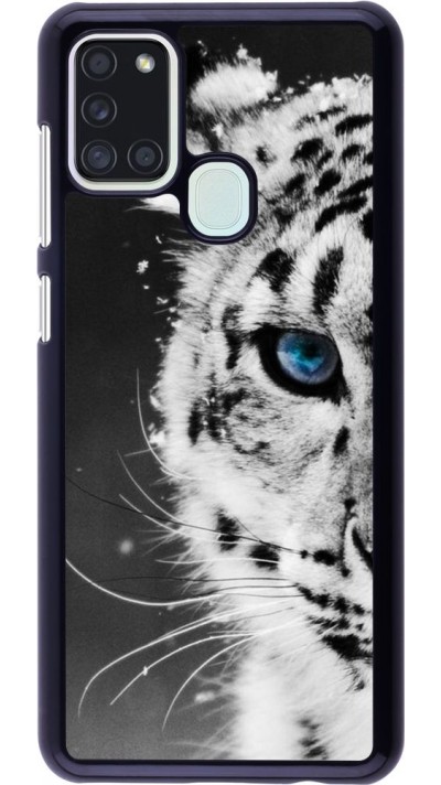 Coque Samsung Galaxy A21s - White tiger blue eye