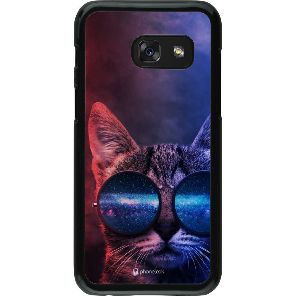 Hülle Samsung Galaxy A3 (2017) - Red Blue Cat Glasses