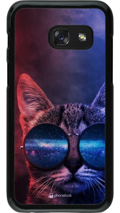 Hülle Samsung Galaxy A3 (2017) - Red Blue Cat Glasses