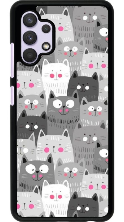 Coque Samsung Galaxy A32 - Chats gris troupeau