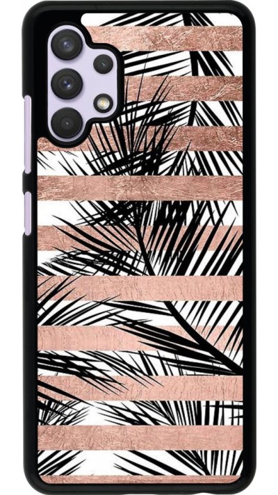 Coque Samsung Galaxy A32 - Palm trees gold stripes