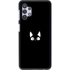 Coque Samsung Galaxy A32 5G - Funny cat on black