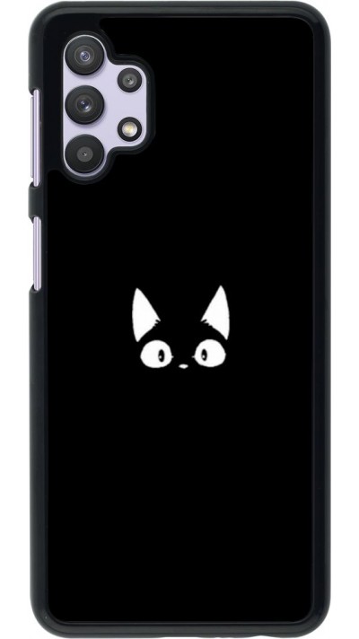 Coque Samsung Galaxy A32 5G - Funny cat on black