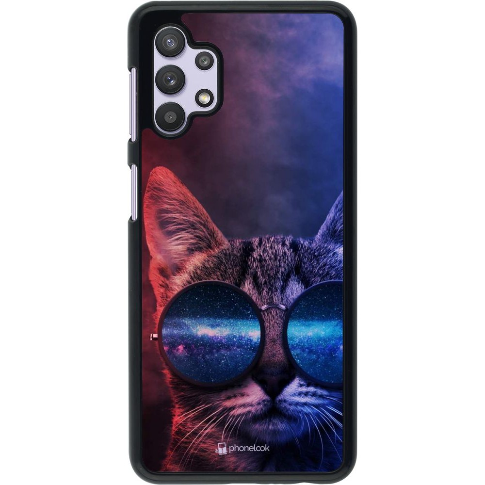 Coque Samsung Galaxy A32 5G - Red Blue Cat Glasses