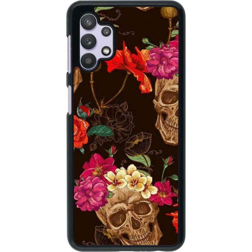 Coque Samsung Galaxy A32 5G - Skulls and flowers