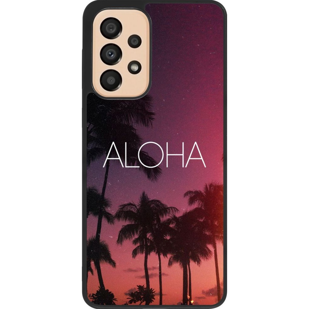 Coque Samsung Galaxy A33 5G - Silicone rigide noir Aloha Sunset Palms