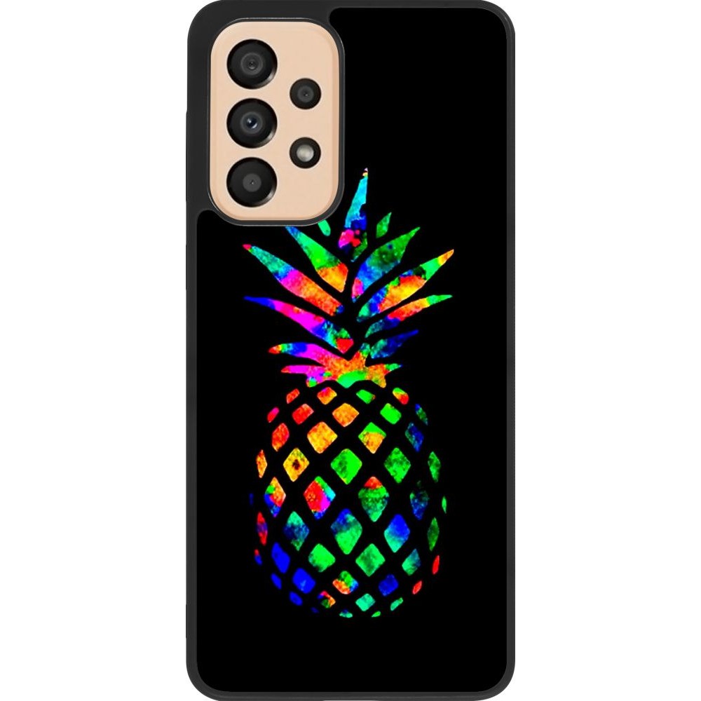 Coque Samsung Galaxy A33 5G - Silicone rigide noir Ananas Multi-colors