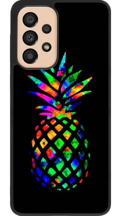 Coque Samsung Galaxy A33 5G - Silicone rigide noir Ananas Multi-colors