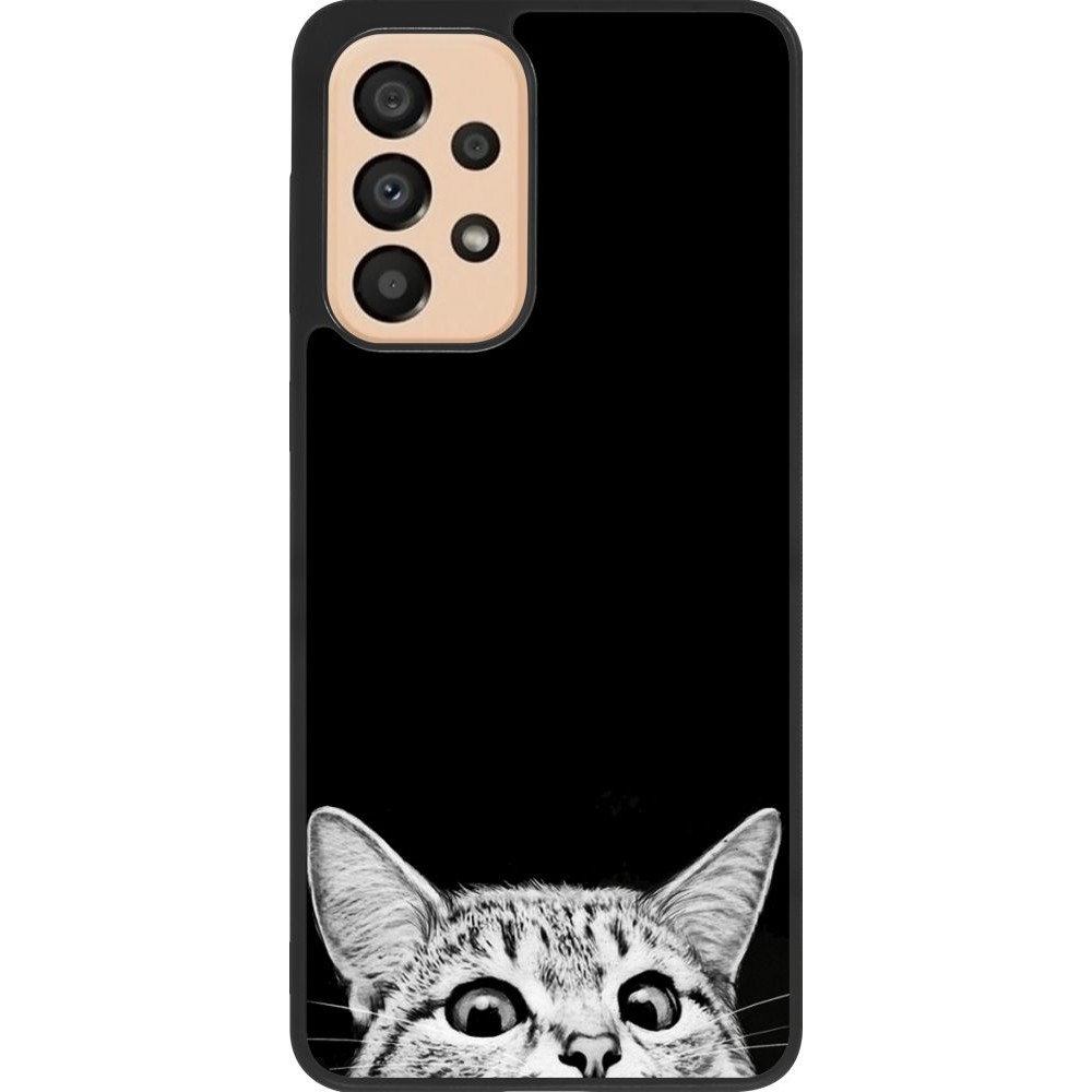 Coque Samsung Galaxy A33 5G - Silicone rigide noir Cat Looking Up Black