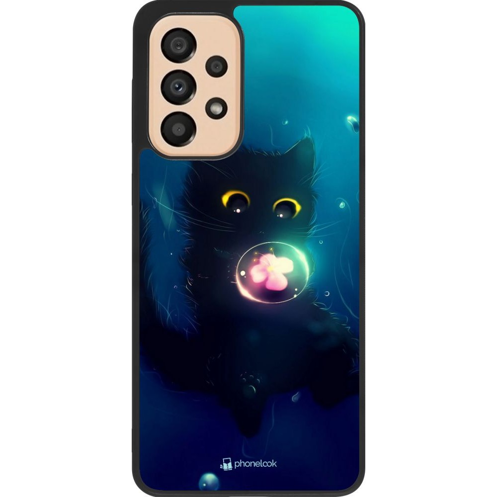 Coque Samsung Galaxy A33 5G - Silicone rigide noir Cute Cat Bubble