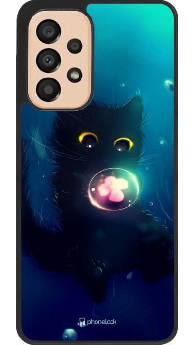 Coque Samsung Galaxy A33 5G - Silicone rigide noir Cute Cat Bubble