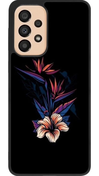 Coque Samsung Galaxy A33 5G - Silicone rigide noir Dark Flowers