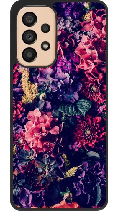 Coque Samsung Galaxy A33 5G - Silicone rigide noir Flowers Dark