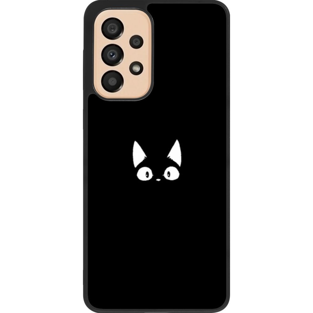 Coque Samsung Galaxy A33 5G - Silicone rigide noir Funny cat on black