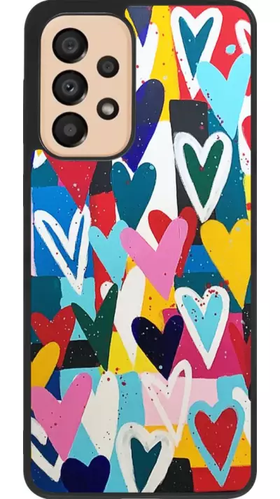 Coque Samsung Galaxy A33 5G - Silicone rigide noir Joyful Hearts