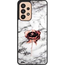 Coque Samsung Galaxy A33 5G - Silicone rigide noir Marble Rose Gold