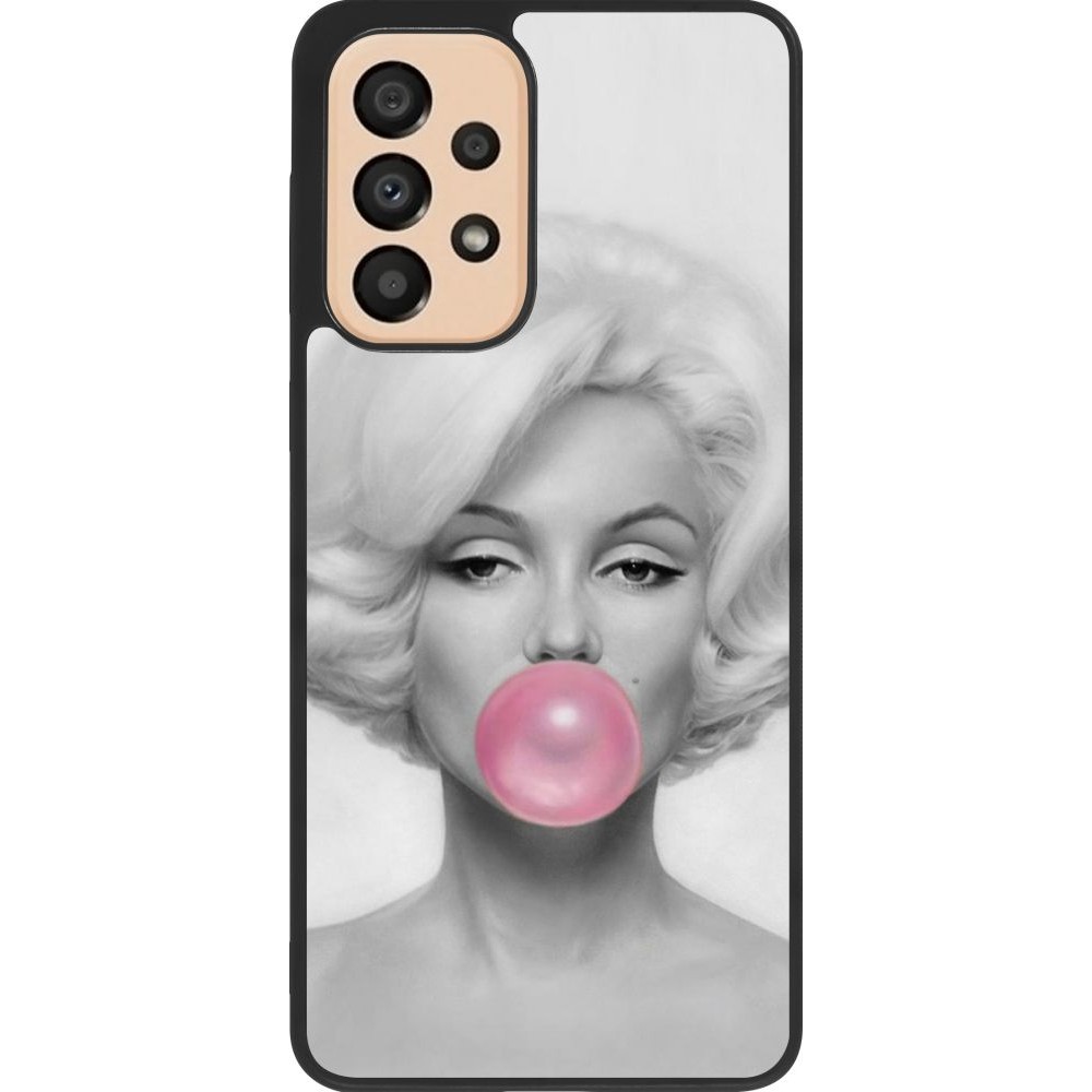 Coque Samsung Galaxy A33 5G - Silicone rigide noir Marilyn Bubble