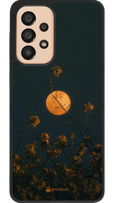 Coque Samsung Galaxy A33 5G - Silicone rigide noir Moon Flowers