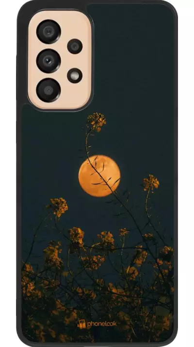 Coque Samsung Galaxy A33 5G - Silicone rigide noir Moon Flowers