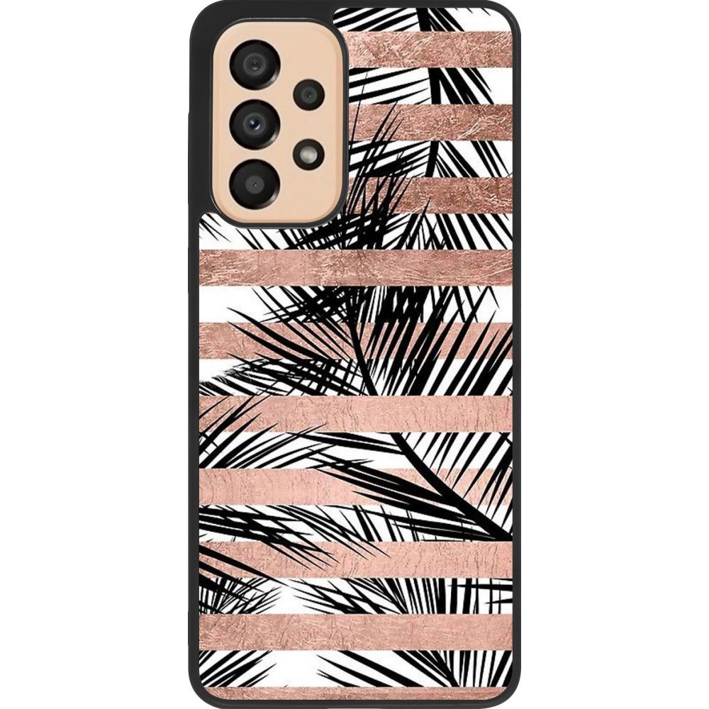 Hülle Samsung Galaxy A33 5G - Silikon schwarz Palm trees gold stripes