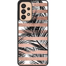 Coque Samsung Galaxy A33 5G - Silicone rigide noir Palm trees gold stripes