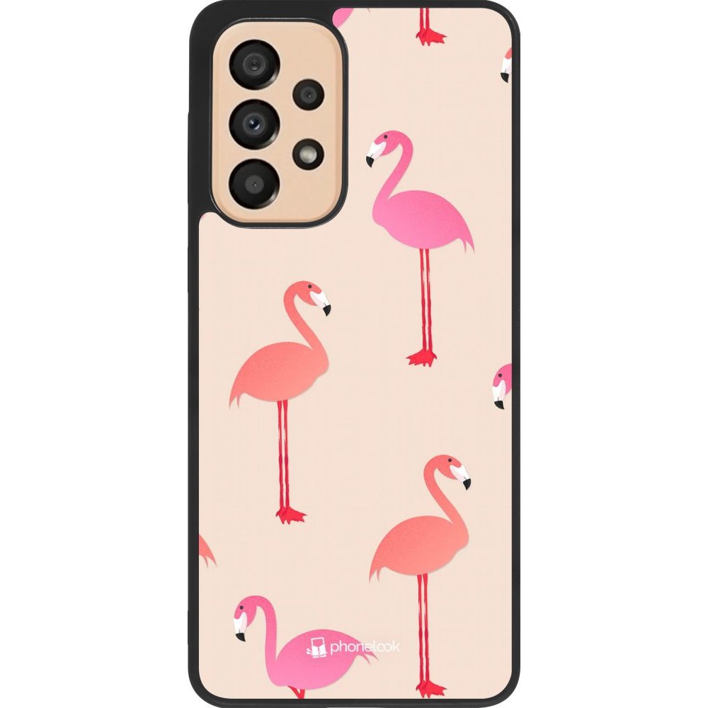 Hülle Samsung Galaxy A33 5G - Silikon schwarz Pink Flamingos Pattern