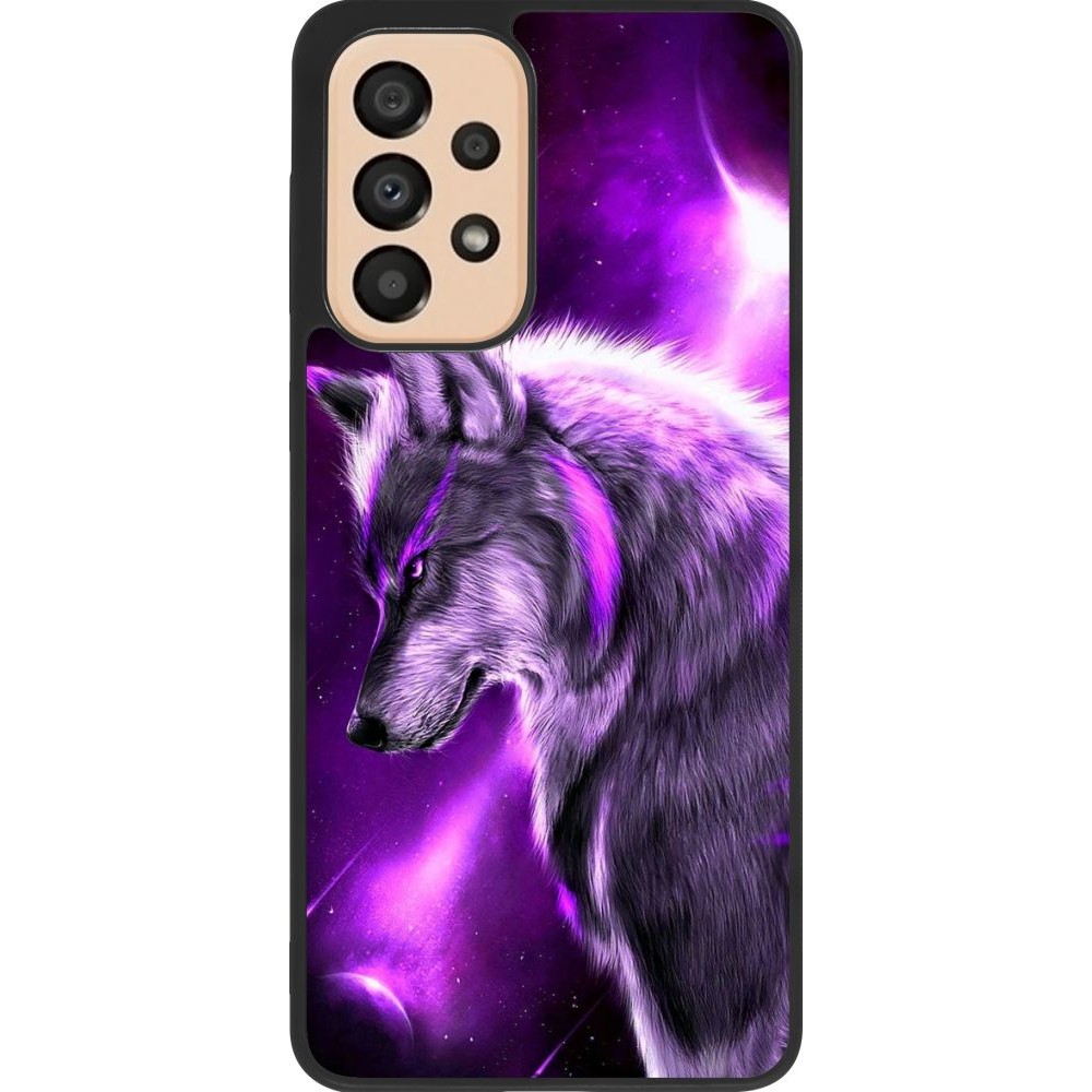 Coque Samsung Galaxy A33 5G - Silicone rigide noir Purple Sky Wolf