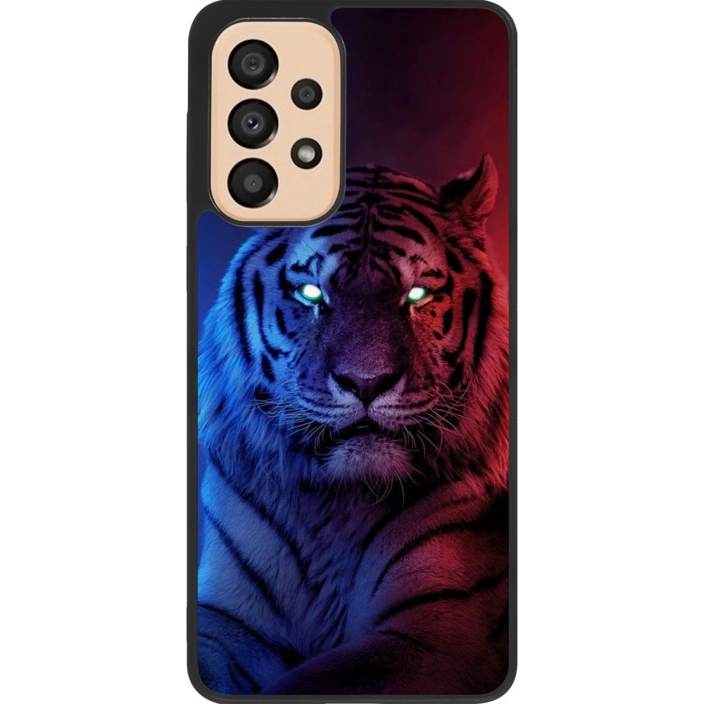 Coque Samsung Galaxy A33 5G - Silicone rigide noir Tiger Blue Red