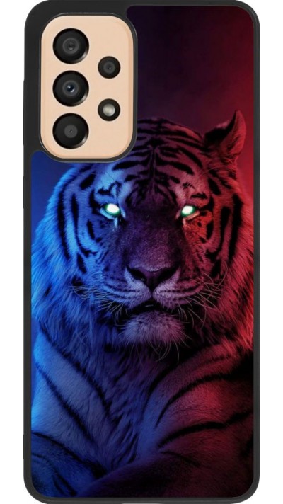 Coque Samsung Galaxy A33 5G - Silicone rigide noir Tiger Blue Red