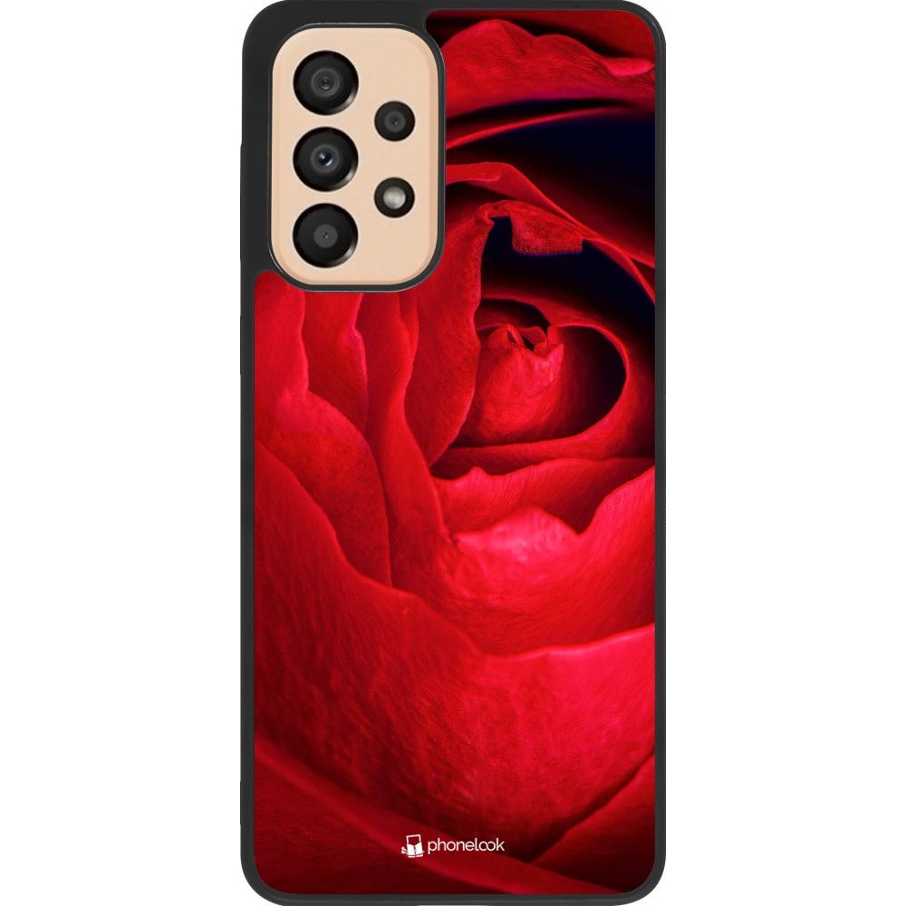 Coque Samsung Galaxy A33 5G - Silicone rigide noir Valentine 2022 Rose